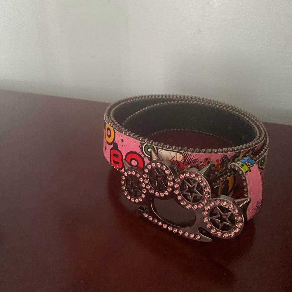 Pink Studded Belt with Star Buckle